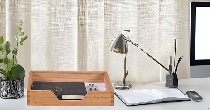 Wood Letter-Size Tray for Office Desktop Organizer - Wooden Front-Load Documents Tray for Mail, Paper, File, Magazine, Pen,Notebook Storage Paper Holder Trays Light(DGTU-LT)