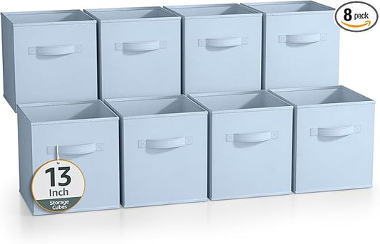 Sorbus 13 Inch Storage Bins - Sturdy Collapsible Fabric Storage Cubes with Handle - 8 Foldable Baskets for Organizing Clothes, Toys, Books - Storage Baskets for Shelves, Closets