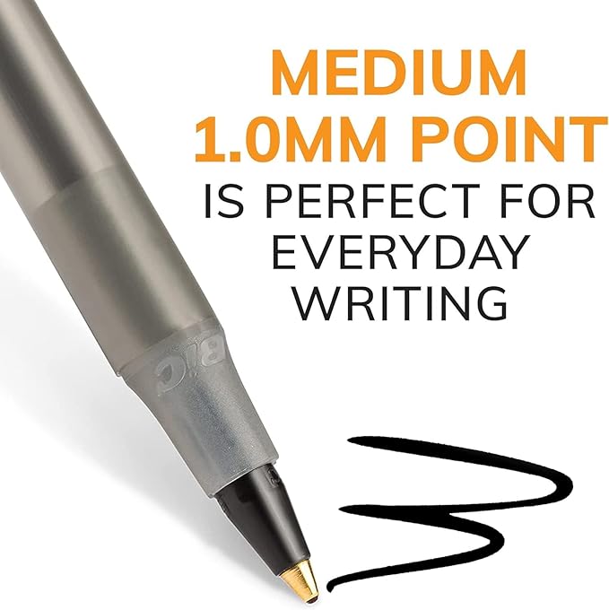 BIC Round Stic Xtra Life Ballpoint Pens, Bulk Pack of Black Ink Pens, Medium point 1.0 mm, Pack of 300