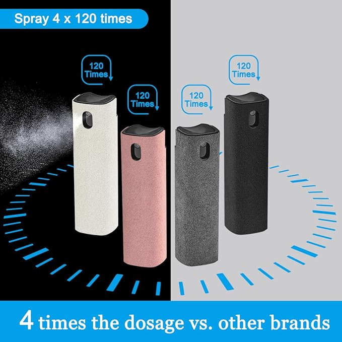 walrfid 4 Pack Screen Cleaner Spray, Car Touchscreen Mist Cleaner, Electronic Laptop Cleaning Kit for Computer, Cellphone, iPad, iPhone, MacBook, TV Monitor, Tablet, Car Display(Pink Grey Black Cream)