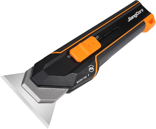 Utility Scraper Knife 3-in-1 - Pro Multi-Tool Design - Construction Camping Kitchen Use - Floor Glass Stovetop Cleaning w/10 Blades