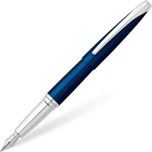 Cross ATX Refillable Fountain Presented in a Luxury Gift Box - Medium Point, Black Ink, Translucent Blue