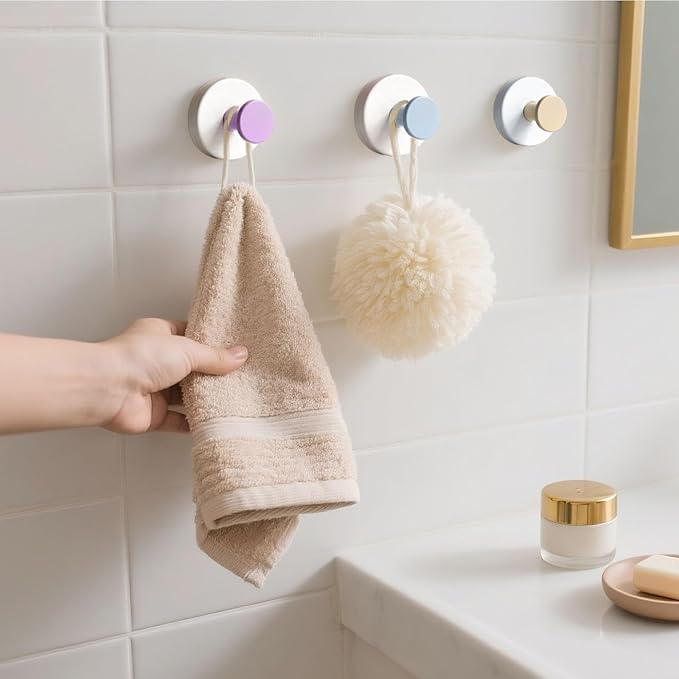 4 Pcs Suction Cup Hook for Shower，304 Stainless Steel Removable Hooks，Towel Hook，Suction Hook for Bathroom, Bedroom, Glass Window