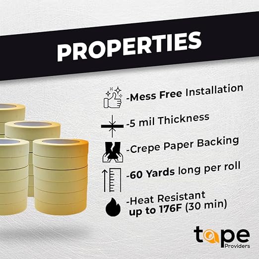 WOD MT5 Utility Grade Masking Tape, 1.5 inch x 60 yds. for Home or Office air-Dry Painting, Labeling, & Packing. Leaves no Residue