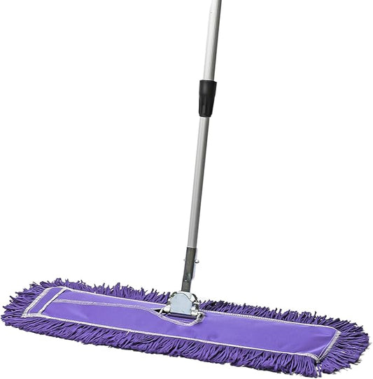 24 Inch Purple Commercial Dust Mop & Floor Sweeper with Extendable Handle – Mop for Hardwood, Tile, and Concrete Floor Cleaning