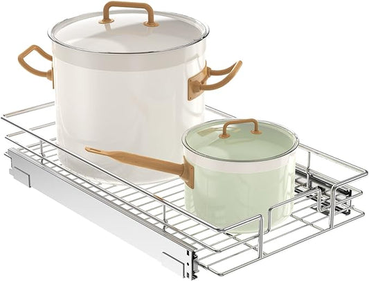 LOVMOR Pull Out Cabinet Organizer 11" W x 18" D, Kitchen Cabinet Pull Out Shelves Slide Out Storage…