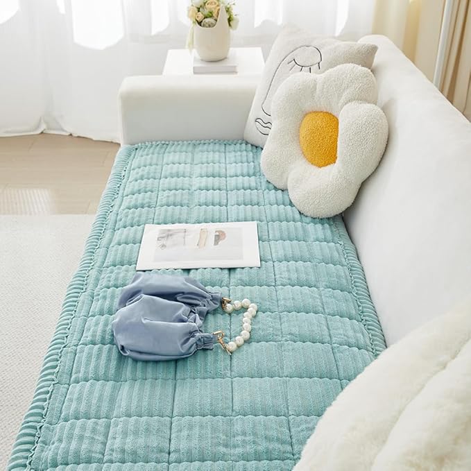 Couch Cover for Dogs Washable, Fuzzy Pet Couch Covers for 3 Cushion Sofa Pet Friendly, Non Slip Sofa Cover (Blue, 27.6" x 59"/70 x 150cm)