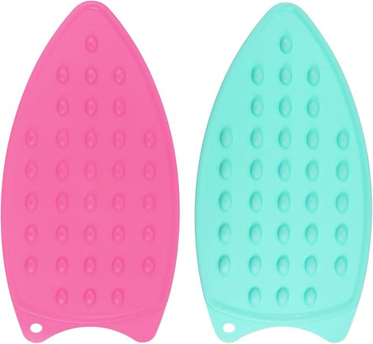 HARFINGTON 2pcs Silicone Iron Rest Pad, Multipurpose Iron Hot Resistant Mat Iron Rest Plate for Ironing Board Hot Heat Resistant Steam Compact Mat, Fuchsia/Turquoise