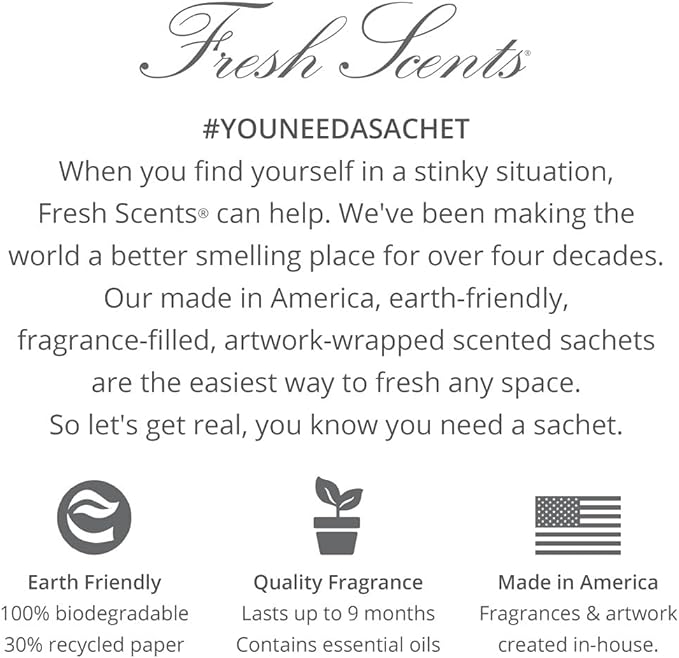 WILLOWBROOK | Fresh Scents Scented Sachet Packet | Paris | Air Freshener Bags for Drawers, Closets, Cars | 6 Pack | Long Lasting Home Fragrance