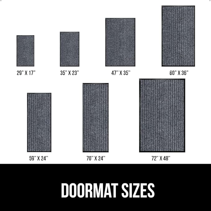 GORILLA GRIP Traffic Guard Door Mat, 2 Pack, Heavy Duty Waterproof Doormat, Commercial Office Space Welcome Mats, Stain and Fade Resistant, Low Profile, Strong Rubber Backing, 29x17, Gray