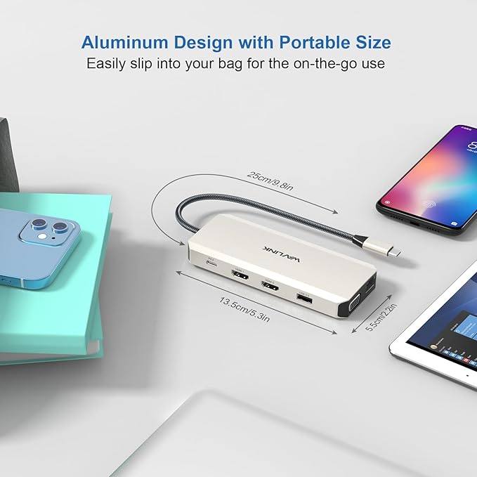 WAVLINK 12 in 1 USB C Docking Station Dual Monitor Triple Display with 2 HDMI, VGA, USB Type C Hub with 100W PD, Ethernet, 5 USB, SD/TF Card Reader, Audio, Work for Windows Laptop