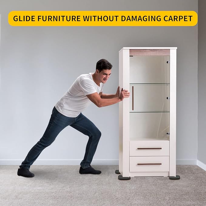 new space 3 Inch Furniture Sliders, 12pcs Sliders for Moving Furniture, Heavy-Duty Furniture Movers Sliders for Carpet, Couch Sliders Protect Carpet Surface and Easily Move Furniture.