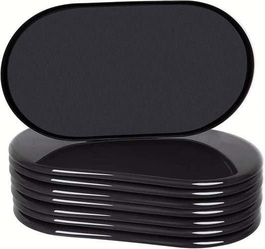 Ezprotekt 8 Pack Large Furniture Movers Sliders for Carpet, 9 1/2" x 5 3/4" Reusable Oval Furniture Moving Pads for Heavy Bed Sofa Fridge Couch Cabinet, Move Items Quickly and Easily (Black)