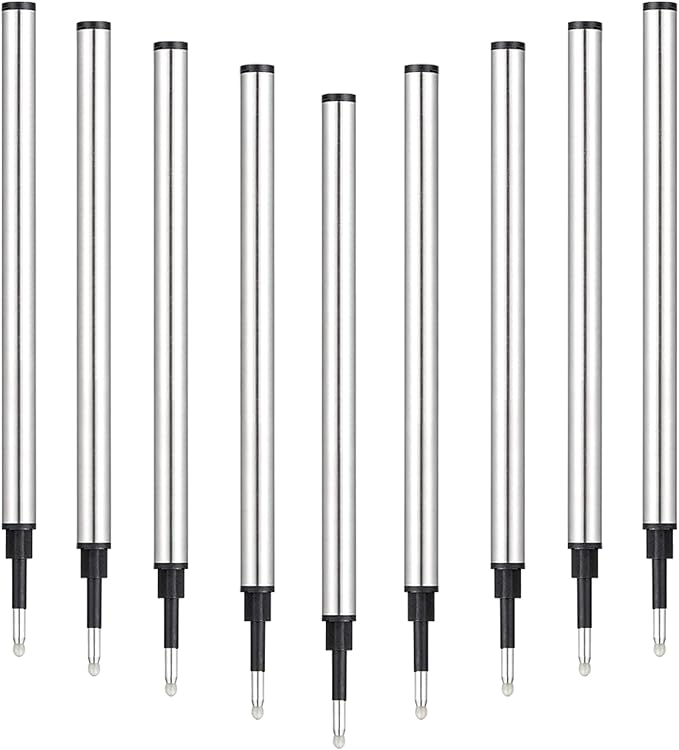 DunBong Rollerball Pen Refills, Roller Ball Fine Point 0.5mm, Red Ink Refill Pack of 5 - Replaceable Ballpoint Pen Refills Medium Point (Red)