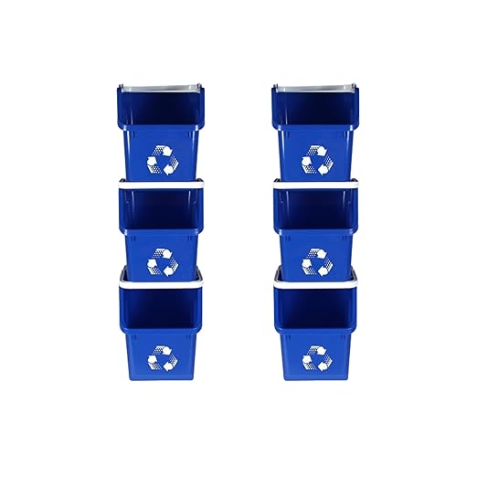 6 Gallon Stackable Recycling Bins for Homes, Garages, Offices Made of 100% Recycled Plastic - (Blue, 6 Pack)