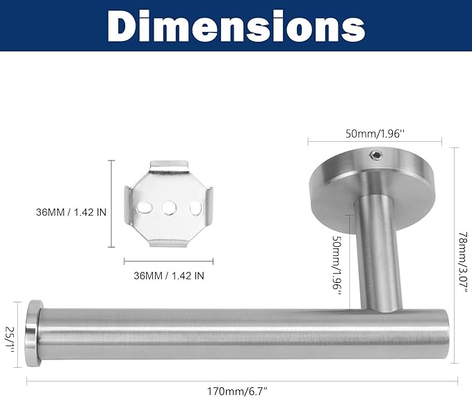 NearMoon Bathroom Toilet Paper Holder, Premium SUS304 Stainless Steel Rustproof Wall Mounted Toilet Roll Holder for Bathroom, Kitchen (10 Pack, Brushed Nickel)