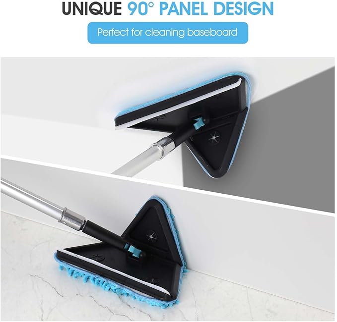 25 Feet High Ceilings Baseboard Wall Cleaner Mop with 18 Ft Extension Pole, Cobweb Duster, Window Cleaning Squeegee Kit (18ft)