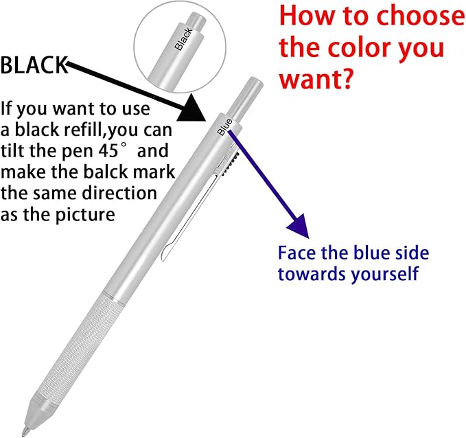 4-in-1 Four-Color Multifunctional Pen, Black/Red/Blue Ballpoint Pen and 0.5mm Mechanical Pencil, Metal Case Pen, Great Gift for Friends, Loved Ones (Blue)