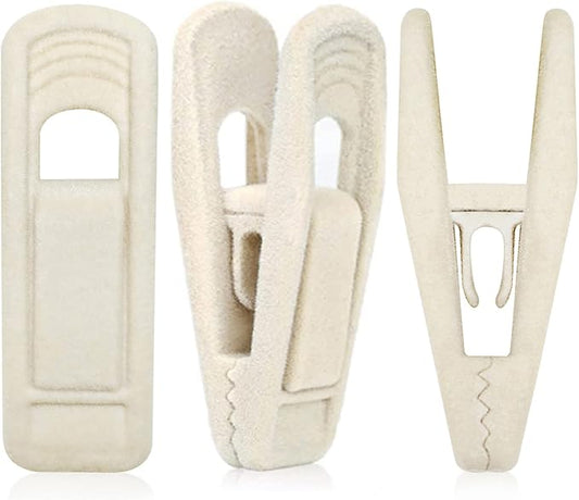 Beige Velvet Hangers (50-Pack), Non-Slip Velvet Clips for Skirts, Suits