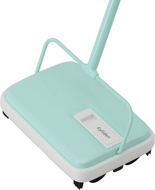 Eyliden Carpet Sweeper, Mini Size Lightweight Hand Push - No Noise, Non-Electric, Easy Manual Sweeping Only for Carpet Cleaning (Mint)