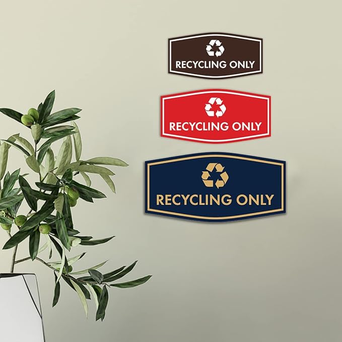 Fancy Recycling Only Sign (Black/Silver) - Small