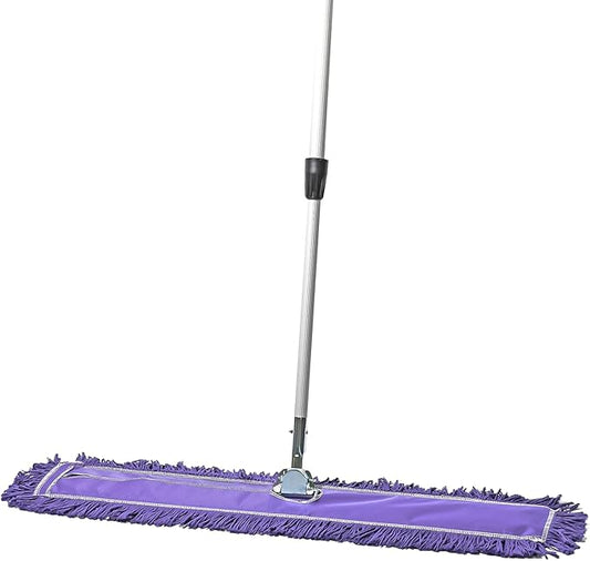 36 Inch Purple Commercial Dust Mop & Floor Sweeper with Extendable Handle – Mop for Hardwood, Tile, and Concrete Floor Cleaning