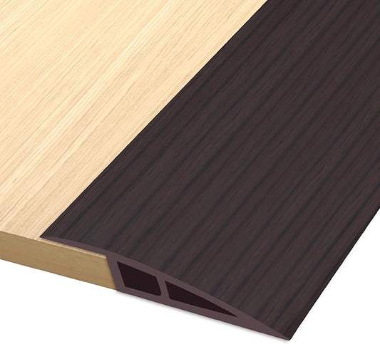 Vinyl Door Threshold Flooring Transition Strip Self Adhesive Carpet Edging Strip for Laminate Doorway Edge Threshold from 3/5" to 4/5" (Black Walnut Wood Grain, 6.6 Ft)