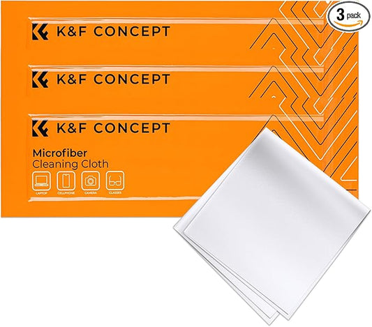 K&F CONCEPT 3 Pack Microfiber Cleaning Cloths, 6x6in Glasses Cleaning Cloths, Premium Camera Lens Cloth for Photography, Glasses, Screens & More