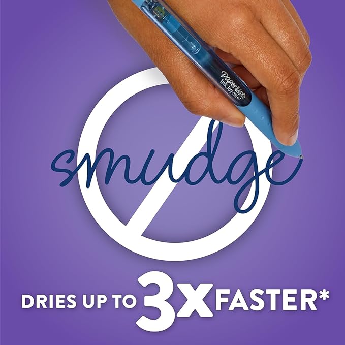 Paper Mate InkJoy Gel Pens, Black Ink, Medium Point (0.7mm), 10 Count, Bundle with Plastic Reusable Pouch