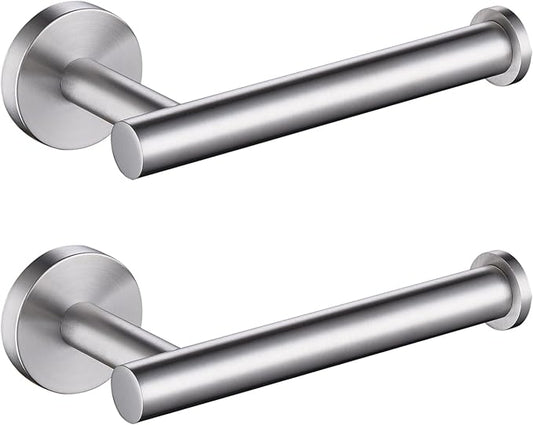 TASTOS Toilet Paper Holder SUS304 Stainless Steel Round Size Brushed Nickel 2 Pack