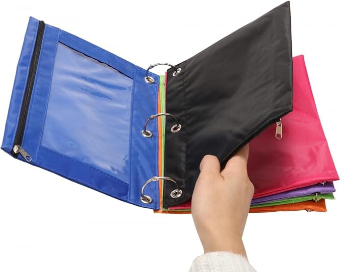 24 Packs 3 Ring Binder Pen Pencil Case Pouch Bulk Set Stationery Bag for School Class Office Orange