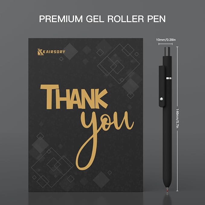 Retractable Gel Pens,0.5mm Fine Point Pens Smooth Writing japanese gel pens,Cute Office and School Supplies for Women Teacher Students(10 Pcs Black Ink-Black Gray shaft pen)