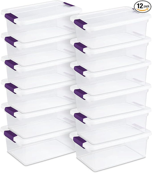 Sterilite 12-Pack 15 Quart ClearView Latch Box, Stackable Organizer Bins with Latching Lids - Clear Plastic Organization Containers for Closet, Bedroom, Shelving Units and Everyday Home Storage