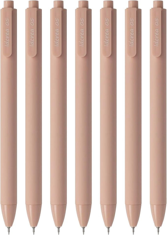 ldcrea Pink Gel Pens 0.5 Fine Tip, Black Ink, Silky Grip, 6 Pack