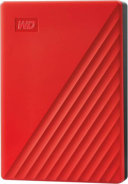 WD 5TB My Passport, Portable External Hard Drive, Red, Backup Software with Defense Against ransomware, and Password Protection, USB 3.1/USB 3.0 Compatible - WDBPKJ0050BRD-WESN