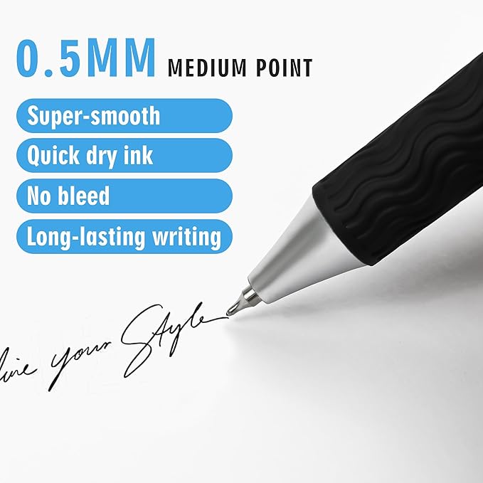 HZIDYAKE Gel Pens Bulk, 50 Black Ink Gel Pens, Smooth Writing Without Losing Ink, 0.5mm Fine Tip for Schools, Offices, Nurses Notes Office Supplies (Red Body)