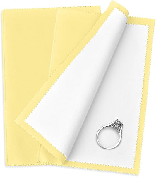 SEVENWELL Silver Polishing Cloth, Jewelry Cleaner Cloth for Sterling Silver Jewelry, Gold, Platinum, Silverware, Diamonds, Gemstones, Coins (Yellow)