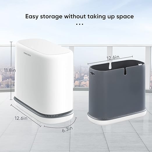 JOYBOS Adsorption Bathroom Trash Can,Bedroom Garbage Can with Press Type Lid,15L Dogproof Slim Plastic Narrow Trash Bin,4 Gallon Garbage Bin for Home,Office and Narrow Place