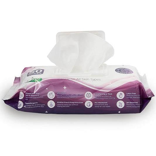 SAFEWAY Adult Wipes Disposable — Multi-Purpose Wipes, Alcohol-Free, Preferred by Caregivers for Seniors & Incontinence Solution, Aloe-Infused, Gentle for Delicate Skin — Extra Large, 1 Pack 50 pcs.