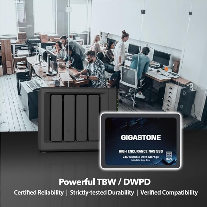 Gigastone 4TB NAS SSD Drive (2-Pack) 24/7 Durable High Endurance RAID Data Storage Network Attached Storage 2.5" SATA Internal Solid State Hard Drives