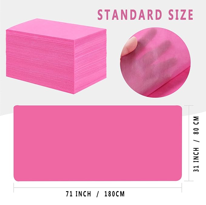 50 Pcs Disposable Bed Sheets 31" x 71" Massage Table Sheets Non Woven Fabric SPA Bed Cover Breathable for Massage Beauty Tattoos (50 Pcs Pink)