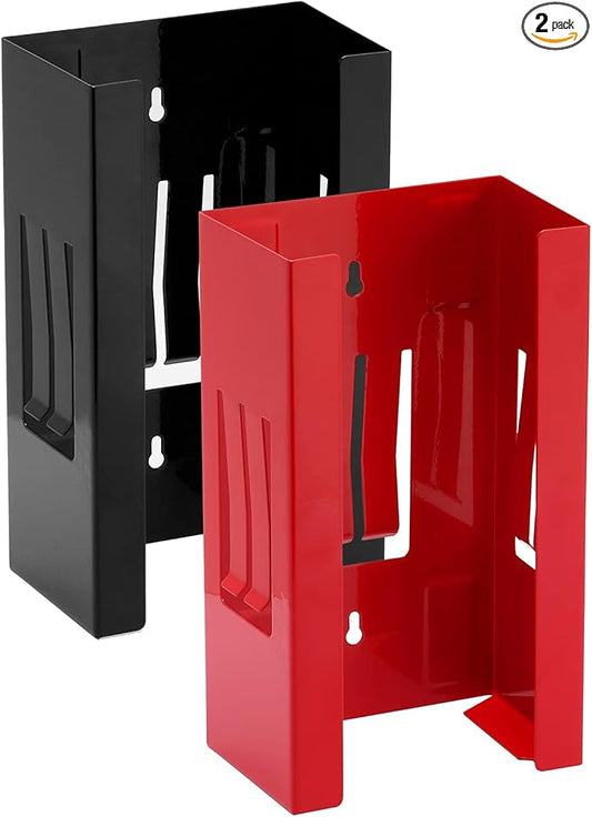 AIRTOON 2PCS Magnetic Glove Dispenser, Disposable Gloves Box Holder, Glove Holder for Wall Mount, Magnetic Glove Box Holder, Red and Black
