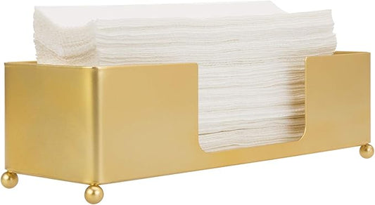 MyGift Gold Paper Towel Holder, Toilet Paper Towel Dispenser for Bathroom, C fold Paper Towel Holder Countertop for Commercial & Home Use, Modern Brass Finish Metal