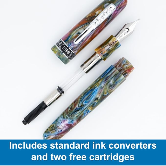 Conklin 1898 Fountain Pen, Misto Green - Extra Fine Nib | Luxury Writing Instrument with Unique Resin Blend | JoWo Stainless Steel Nib Made in Germany | Ideal for Pen Enthusiasts