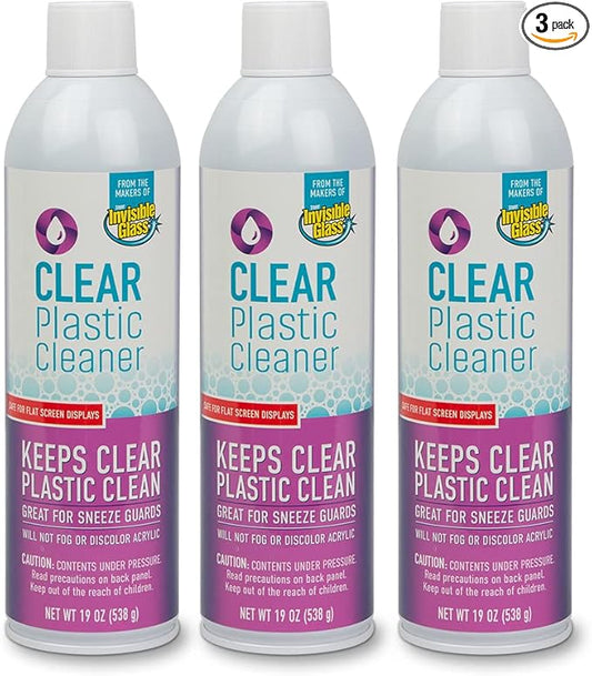Invisible Glass 91014-3PK 19-Ounce Screen and Plastic Cleaner Protectant and Polish Anti-Fog and Anti-Static for Plastic Surfaces Touchscreens, Plastic Shields and Guards, Electronics, Pack of 3 , white