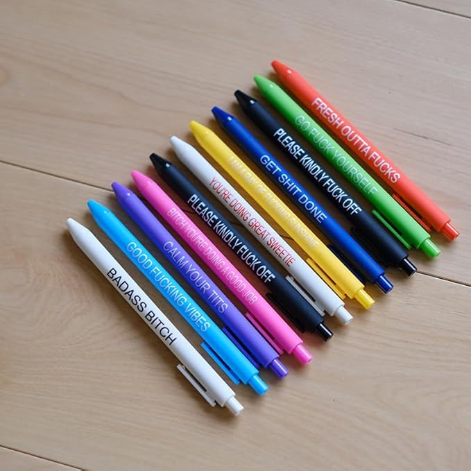 22Pcs Funny Pens Set for Adults, Swear Word Daily Ballpoint Novelty Pens, Set Days of The Week Dirty Cuss Word Pens for Each Day Funny Office Gifts for Coworkers