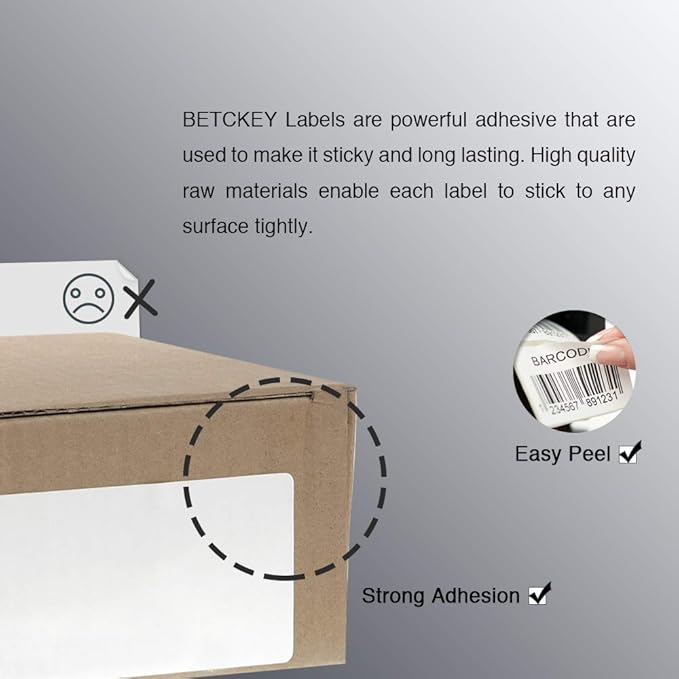 BETCKEY - 2.25" x 2" (57 mm x 51 mm) UPC Barcode & Address Labels Compatible with Zebra & Rollo Label Printer,Premium Adhesive & Perforated [1 Rolls, 700 Labels]