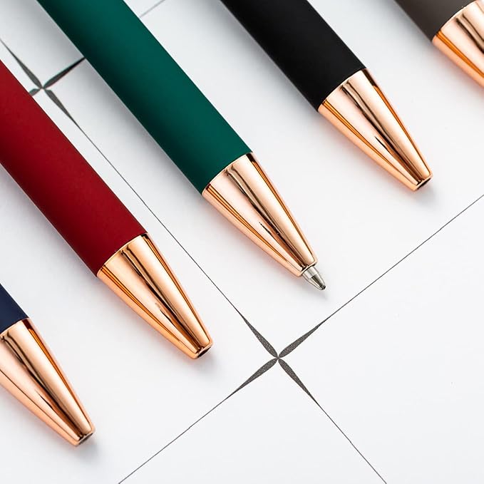 Custom Engraved Ballpoint Pens Bulk, Personalized with Name/Logo, Black or Blue Ink, Smooth Writing for Office, School, Business, Church, Reunion Rose Gold 20 Pcs