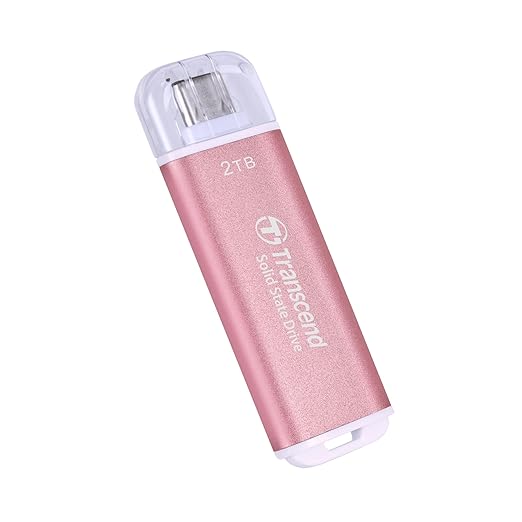 Transcend 2TB External SSD, USB 3.2 Gen2, Up to 1,050MB/s, Portable SSD with Type C, for Steam Deck, ROG Ally, MSI Claw, Windows & Mac, iPhone, iPad, Android, PS5, Xbox, Smart TV, Pink