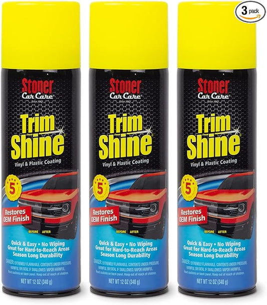 Stoner Car Care 91034-3PK Trim Shine – Vinyl and Plastic Protectant for Interior and Exterior Detailing, Restores OEM Color, Adds Shine, UV and Water Protection – 12 oz (Pack of 3)